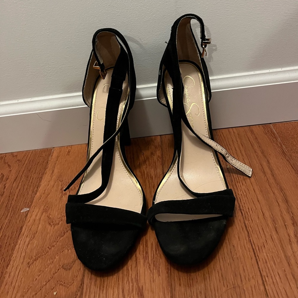 Jessica Simpson black strappy heels